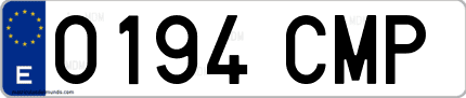 Ejemplo de matrícula de coche ordinaria 0194 CMP