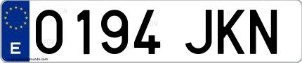 Ejemplo de matrícula española 0194 JKN