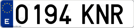 Ejemplo de matrícula de coche ordinaria 0194 KNR