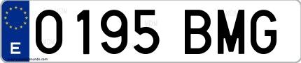 Ejemplo de matrícula española 0195 BMG