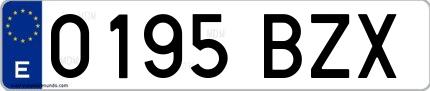 Ejemplo de matrícula española 0195 BZX