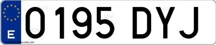 Ejemplo de matrícula española 0195 DYJ