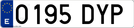 Ejemplo de matrícula de coche ordinaria 0195 DYP