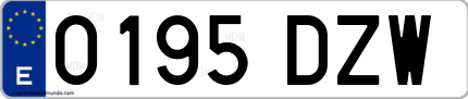 Ejemplo de matrícula de coche ordinaria 0195 DZW