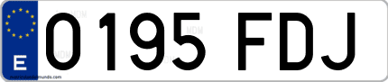 Ejemplo de matrícula de coche ordinaria 0195 FDJ