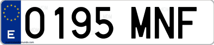 Ejemplo de matrícula de coche ordinaria 0195 MNF
