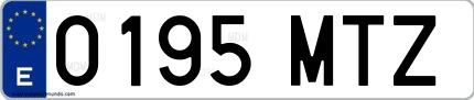 Ejemplo de matrícula española 0195 MTZ