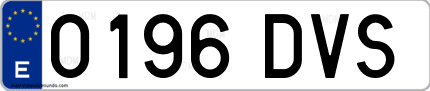 Ejemplo de matrícula de coche ordinaria 0196 DVS