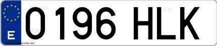 Ejemplo de matrícula española 0196 HLK
