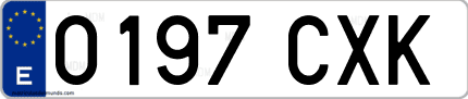 Ejemplo de matrícula de coche ordinaria 0197 CXK