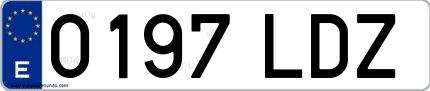 Ejemplo de matrícula española 0197 LDZ