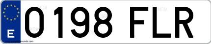Ejemplo de matrícula española 0198 FLR