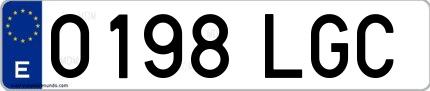 Ejemplo de matrícula española 0198 LGC
