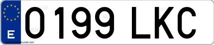 Ejemplo de matrícula española 0199 LKC