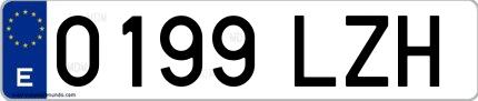 Ejemplo de matrícula española 0199 LZH