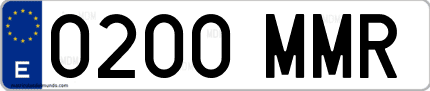 Ejemplo de matrícula de coche ordinaria 0200 MMR