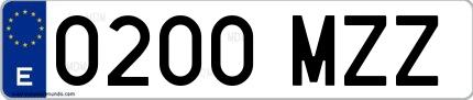 Ejemplo de matrícula española 0200 MZZ