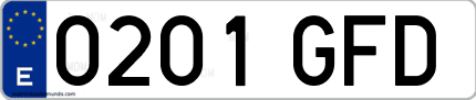 Ejemplo de matrícula de coche ordinaria 0201 GFD