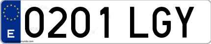 Ejemplo de matrícula de coche ordinaria 0201 LGY