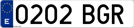 Ejemplo de matrícula de coche ordinaria 0202 BGR