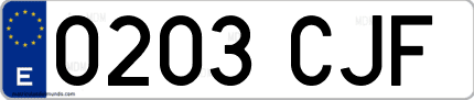 Ejemplo de matrícula de coche ordinaria 0203 CJF