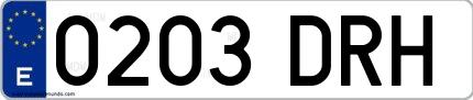Ejemplo de matrícula española 0203 DRH