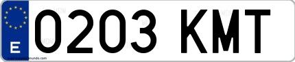 Ejemplo de matrícula española 0203 KMT
