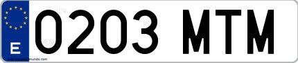 Ejemplo de matrícula española 0203 MTM