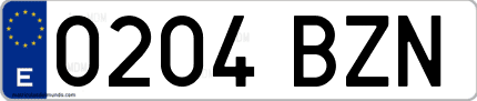 Ejemplo de matrícula de coche ordinaria 0204 BZN