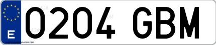 Ejemplo de matrícula española 0204 GBM