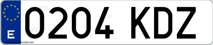 Ejemplo de matrícula española 0204 KDZ