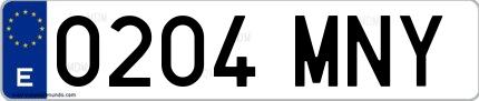 Ejemplo de matrícula española 0204 MNY