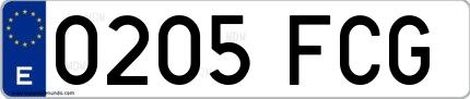 Ejemplo de matrícula española 0205 FCG
