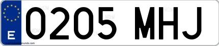 Ejemplo de matrícula española 0205 MHJ