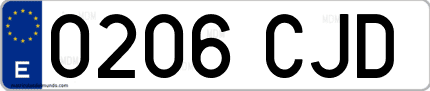 Ejemplo de matrícula de coche ordinaria 0206 CJD