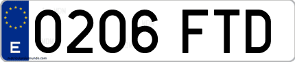 Ejemplo de matrícula de coche ordinaria 0206 FTD