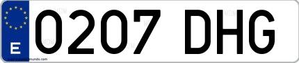 Ejemplo de matrícula española 0207 DHG