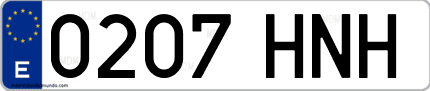 Ejemplo de matrícula de coche ordinaria 0207 HNH