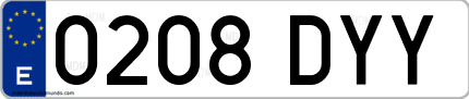 Ejemplo de matrícula de coche ordinaria 0208 DYY