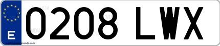 Ejemplo de matrícula española 0208 LWX