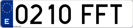 Ejemplo de matrícula de coche ordinaria 0210 FFT