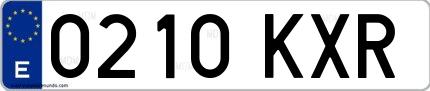 Ejemplo de matrícula española 0210 KXR