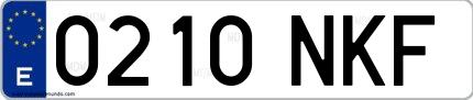 Ejemplo de matrícula española 0210 NKF