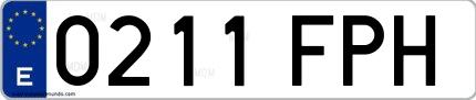 Ejemplo de matrícula española 0211 FPH
