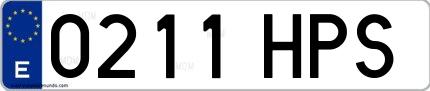 Ejemplo de matrícula española 0211 HPS