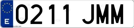 Ejemplo de matrícula española 0211 JMM