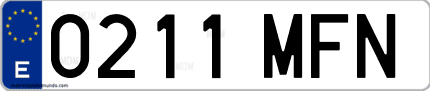Ejemplo de matrícula de coche ordinaria 0211 MFN