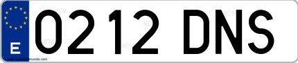 Ejemplo de matrícula española 0212 DNS