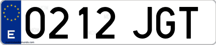 Ejemplo de matrícula de coche ordinaria 0212 JGT