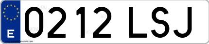 Ejemplo de matrícula española 0212 LSJ